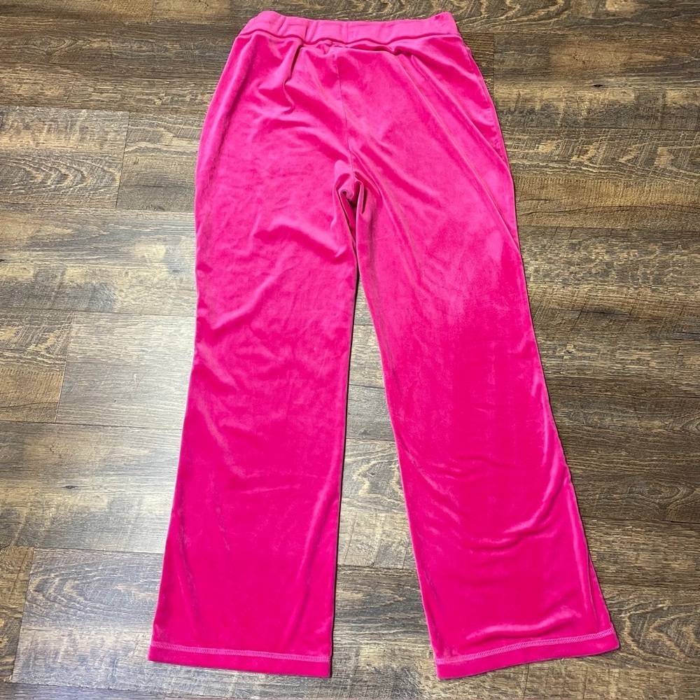 Juicy Couture Pink Velour Track Pants Logo Heart Women's Size Large Bling Y2K - Picture 7 of 10
